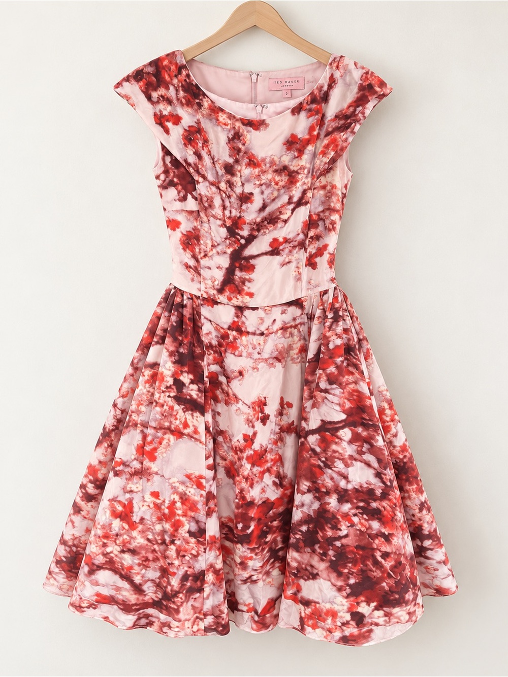 Ted Baker Pink and Red Floral Fit & Flare Midi Dress